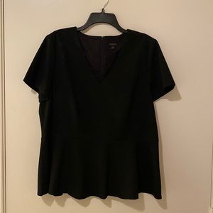 Ann Taylor peplum black short sleeved top size 16
